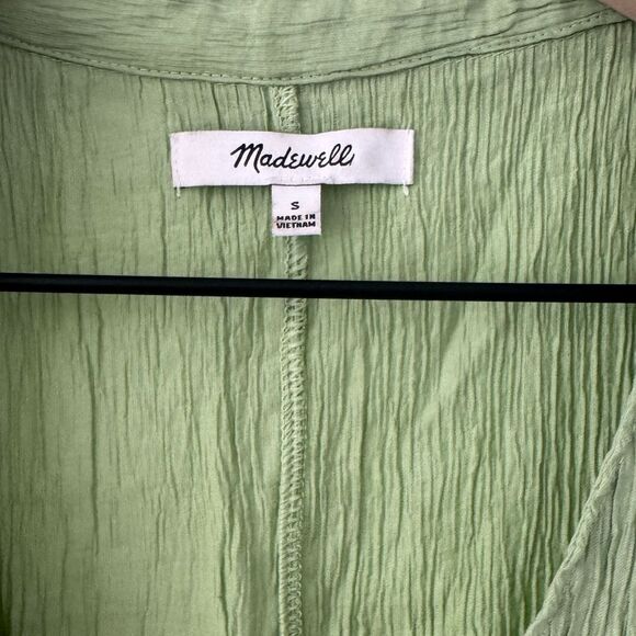 Madewell Green Plisse Short Sleeve Button Down Shirt Small - Picture 5 of 8